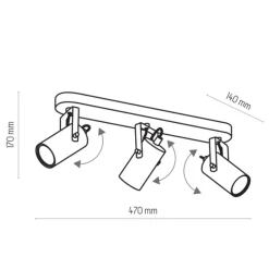 Deckenstrahler Metall Schwarz Gold 3-flammig GU10