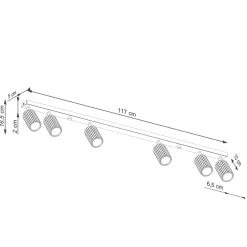 Deckenstrahler Modern 6-flammig GU10 117 cm lang in Creme