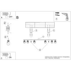 Deckenstrahler Modern 6-flammig GU10 117 cm lang in Creme