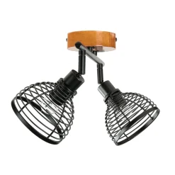 Deckenstrahler Retro Design Holz Metall 2-flammig E14