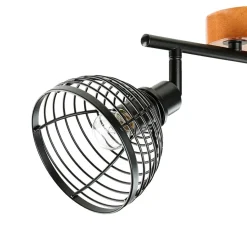 Deckenstrahler Retro Design Holz Metall 2-flammig E14