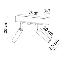 Deckenstrahler SARGAS Weiß 25 cm breit klein 2-flammig