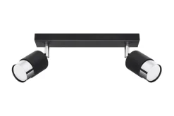 Deckenstrahler Schwarz Chrom 30 cm Metall 2-flammig