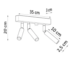 Deckenstrahler Schwarz 3-flammig 35 cm SARGAS