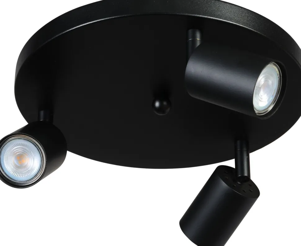 Deckenstrahler Schwarz 3-flammig Metall GU10 Ø 35 cm