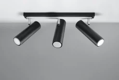 Deckenstrahler Schwarz 3-flammig GU10 Metall Spot Lampe