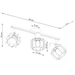 Deckenstrahler Schwarz Metall Retro Design 48 cm lang