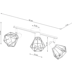 Deckenstrahler Schwarz Retro 3-flammig Metall E27