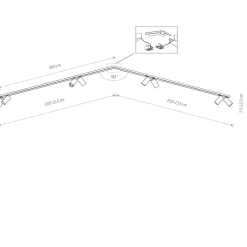 Deckenstrahler Schwarz 2x 2 m schwenkbar 8x GU10