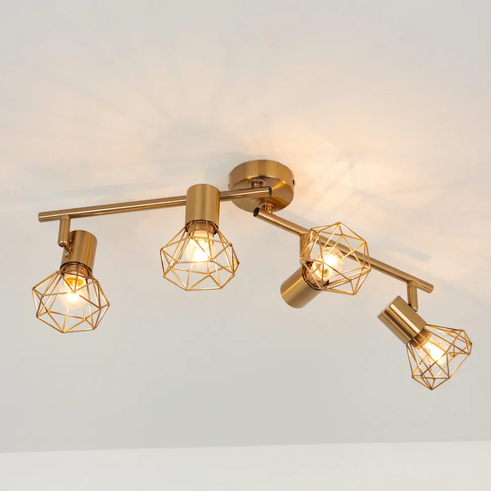 Deckenstrahler Spot Retro Metall in Messing Wohnzimmer