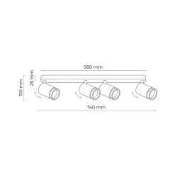 Deckenstrahler Weiß 4-flammig 74 cm lang Metall GU10