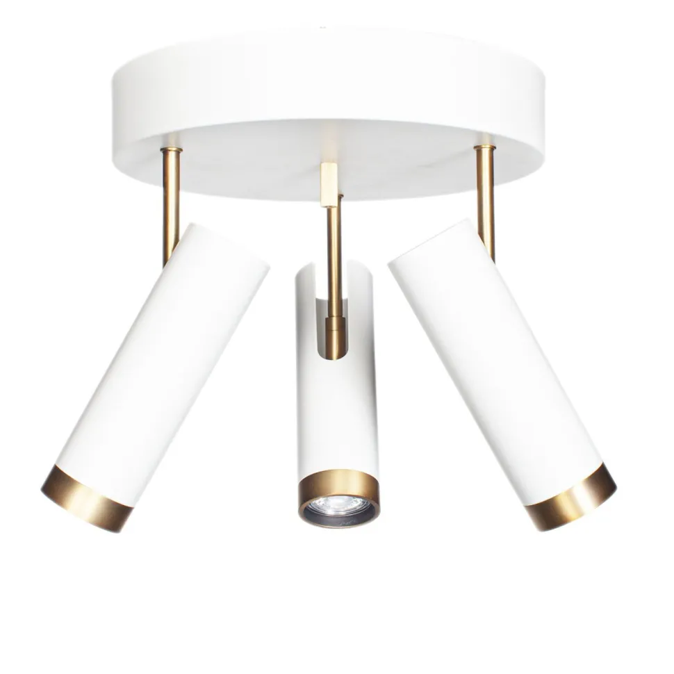 Deckenstrahler Weiß Gold B: 30 cm klein 3-flammig GU10