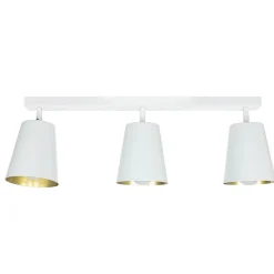 Deckenstrahler Weiß Gold Metall 3-flammig Retro