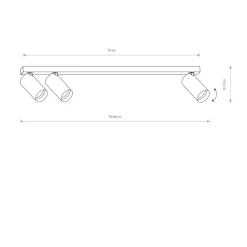 Deckenstrahler Weiß Metall Modern 3-flammig GU10 70 cm