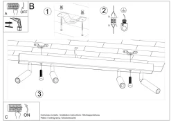 Deckenstrahler Weiß Metall 60 cm lang 4-flammig G9