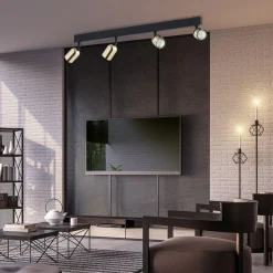 Deckenstrahler Wohnzimmer 84 cm lang Metall Schwarz Gold