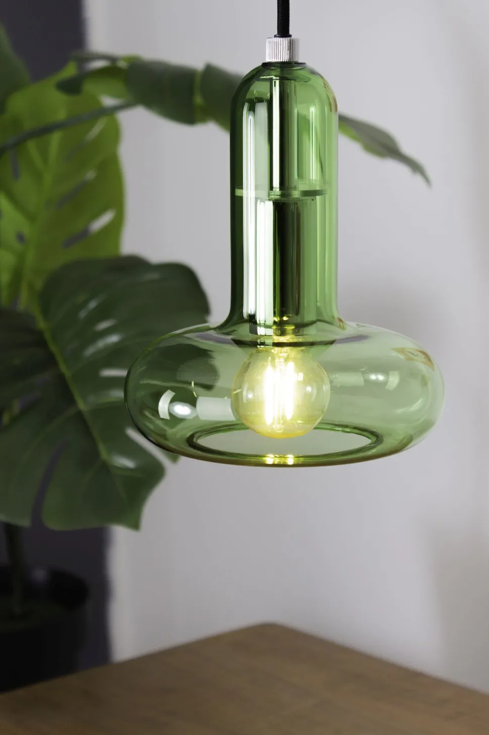 Dekorative Hängelampe Glas Grün E14 B:15 cm Modern