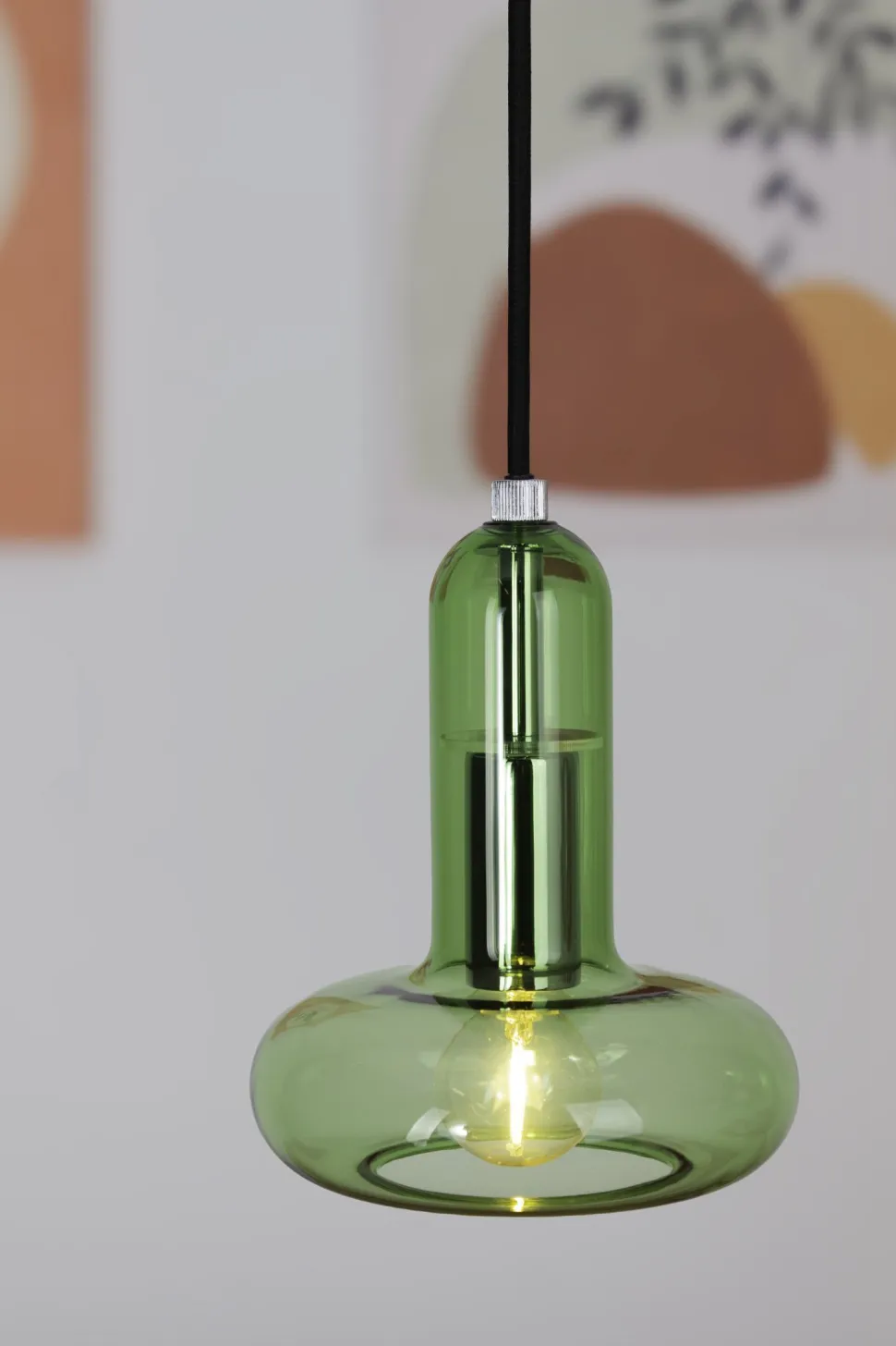 Dekorative Hängelampe Glas Grün E14 B:15 cm Modern