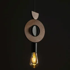 Dekorative Hängelampe Holz Metall Ø16 cm rund E27