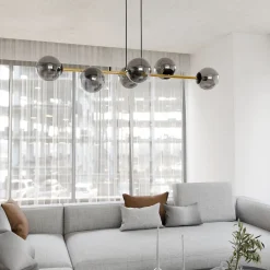 Dekorative Hängelampe Kugelschirm Rauchglas Metall ALOISIO