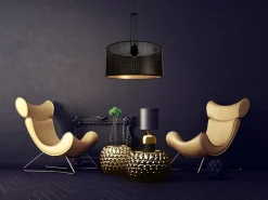 Dekorative Hängelampe Metall B:40 cm E27 Schwarz Gold