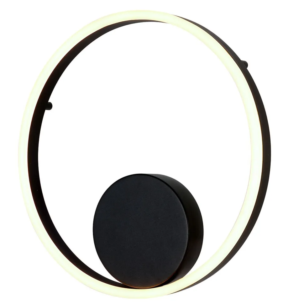 Dekorative LED Wandleuchte Metall Schwarz B:40 cm Ring