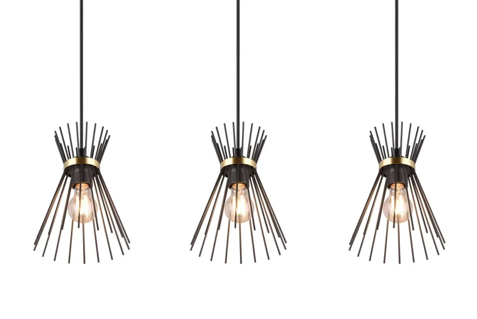 Dekorative Pendelleuchte Schwarz Gold E27 82 cm lang