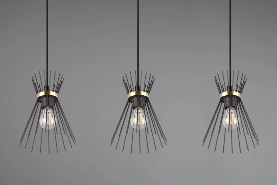 Dekorative Pendelleuchte Schwarz Gold E27 82 cm lang