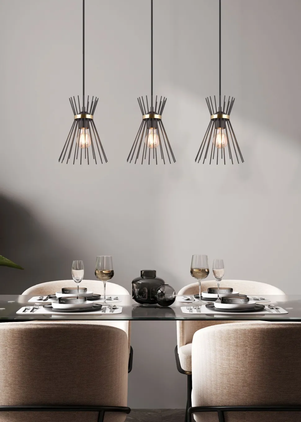 Dekorative Pendelleuchte Schwarz Gold E27 82 cm lang