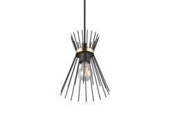 Dekorative Pendelleuchte Schwarz Gold E27 Ø20 cm rund