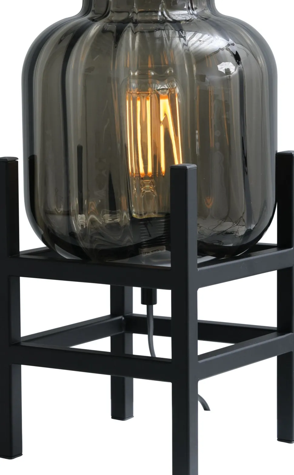 Dekorative Tischleuchte Glas Metall Schwarz 34 cm E27