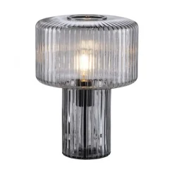 Dekorative Tischleuchte Rauchglas E27 35 cm Pilz Retro