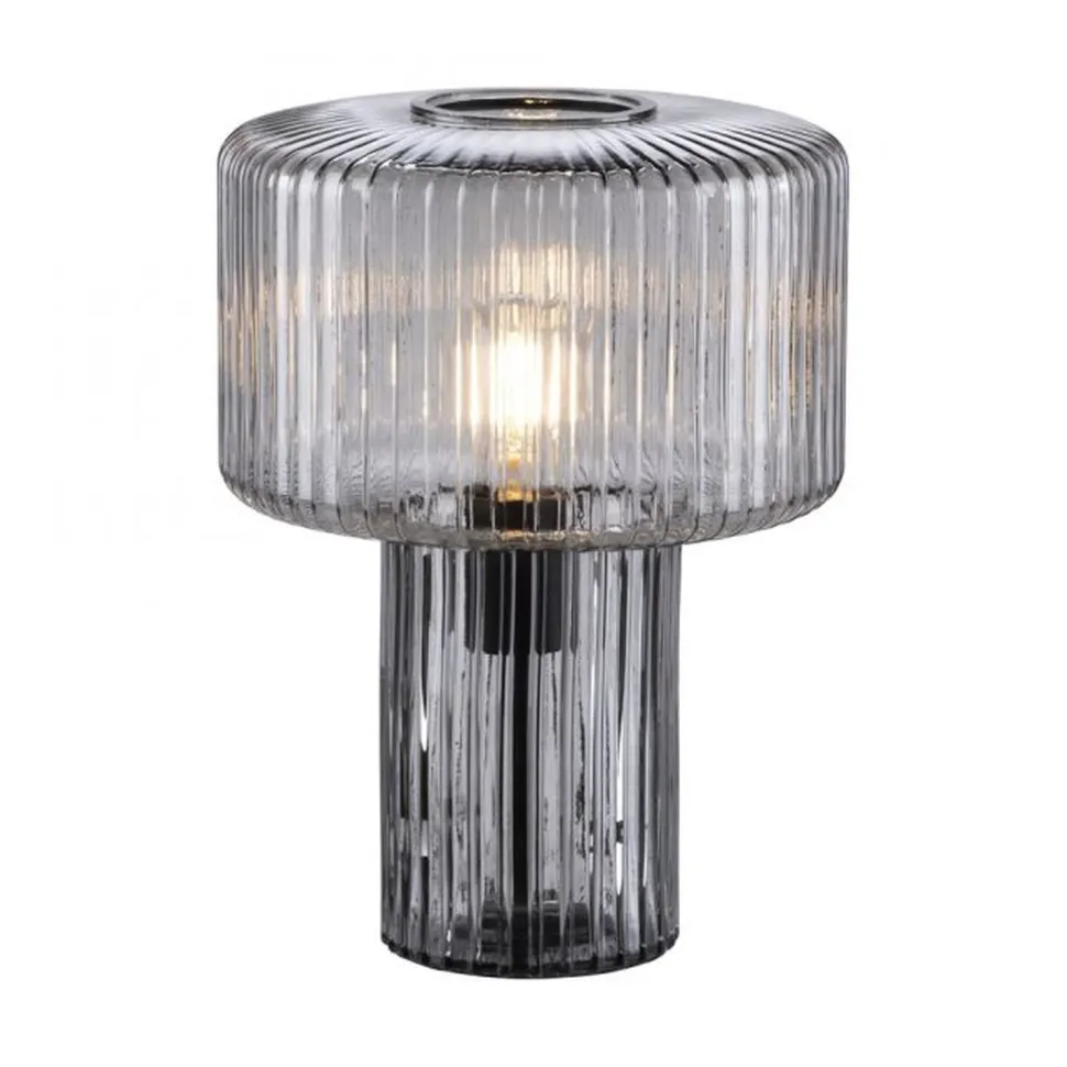 Dekorative Tischleuchte Rauchglas E27 35 cm Pilz Retro