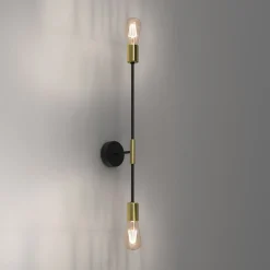 Dekorative Wandlampe AQIB Vintage Metall Schwarz Gold