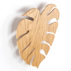 Dekorative Wandlampe Holz Blatt indirektes Licht H: 40 3x G9