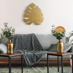 Dekorative Wandleuchte in Gold 39 cm hoch Blatt