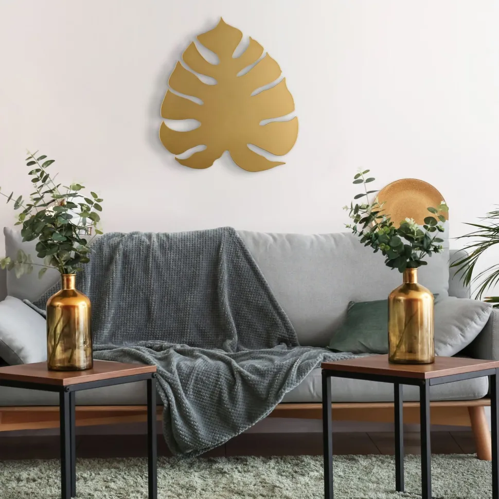 Dekorative Wandleuchte in Gold 39 cm hoch Blatt