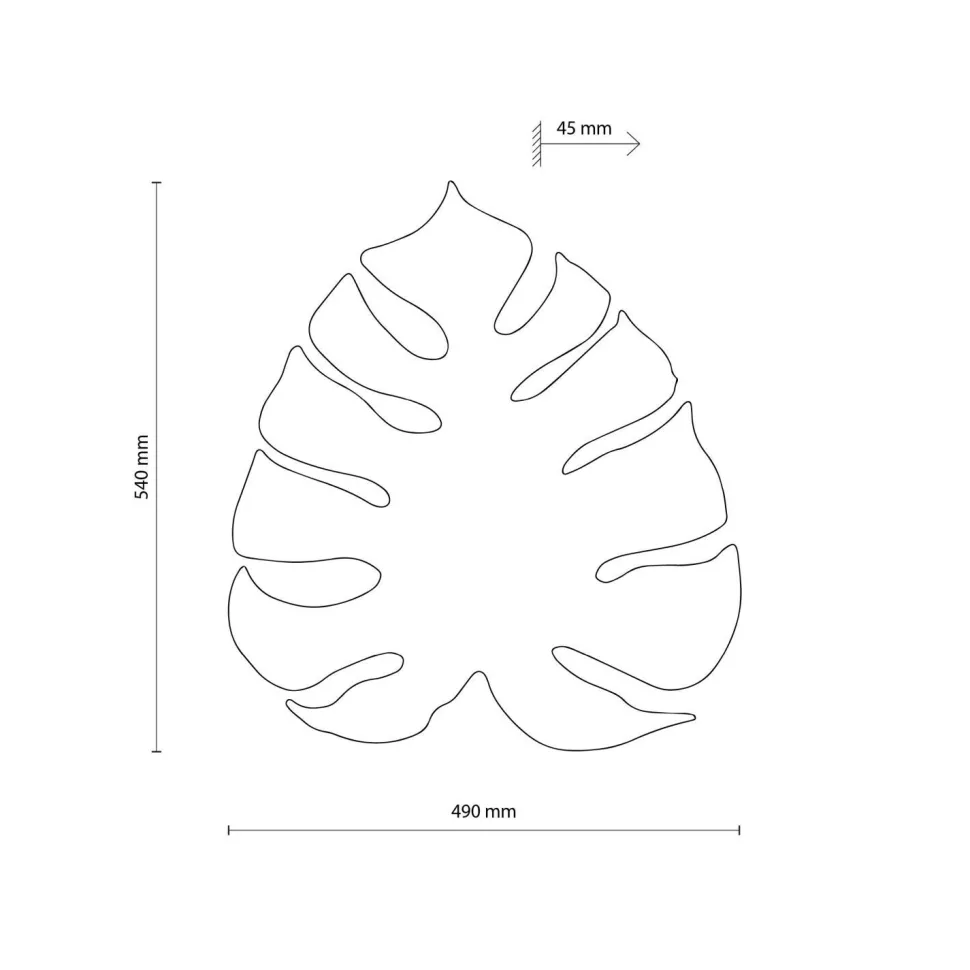 Dekorative Wandleuchte Metall Blatt indirekt H: 54 cm 4x G9