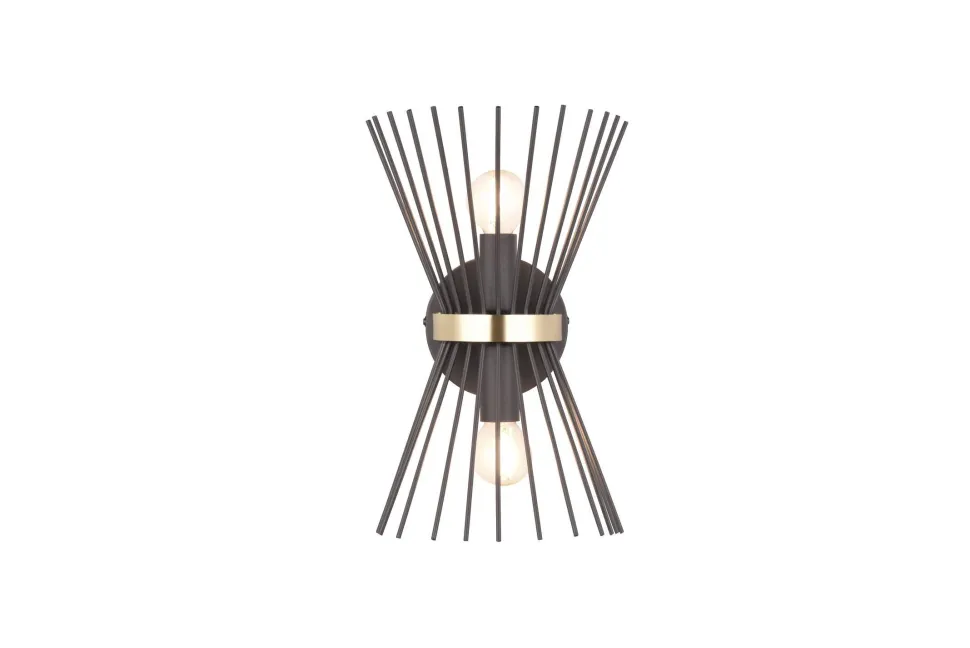 Dekorative Wandleuchte Schwarz Gold E27 H:31 cm 2-flmg