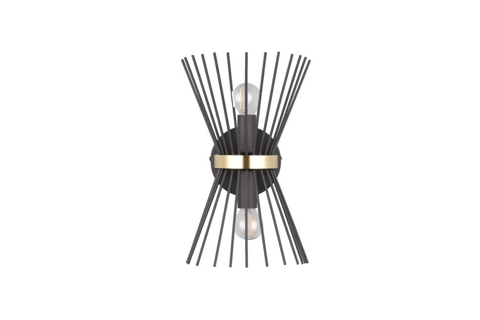 Dekorative Wandleuchte Schwarz Gold E27 H:31 cm 2-flmg