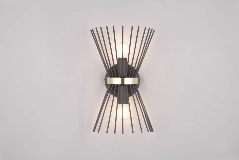 Dekorative Wandleuchte Schwarz Gold E27 H:31 cm 2-flmg