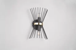 Dekorative Wandleuchte Schwarz Gold E27 H:31 cm 2-flmg