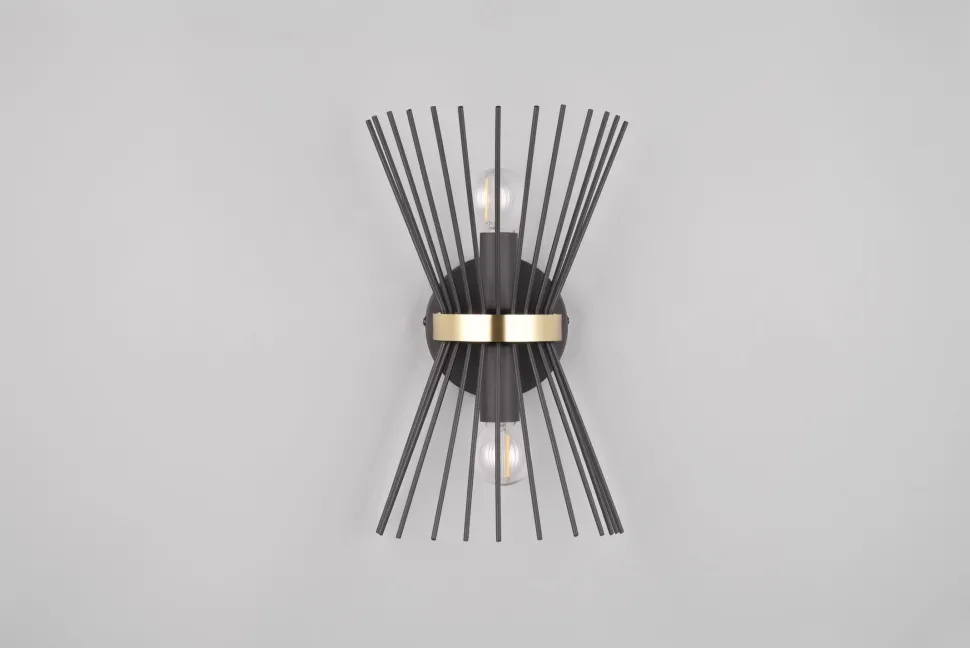 Dekorative Wandleuchte Schwarz Gold E27 H:31 cm 2-flmg