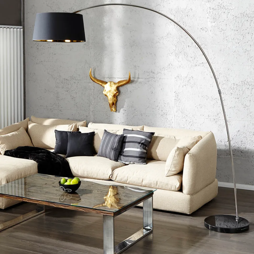 Design Bogenlampe BANGO 195 cm Schwarz Wohnzimmer