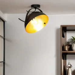 Design Deckenlampe Grau Metall Gold Ø30cm LARINO