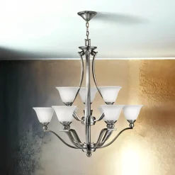 Design Kronleuchter mit Schirm in Nickel Weiß Ø89cm