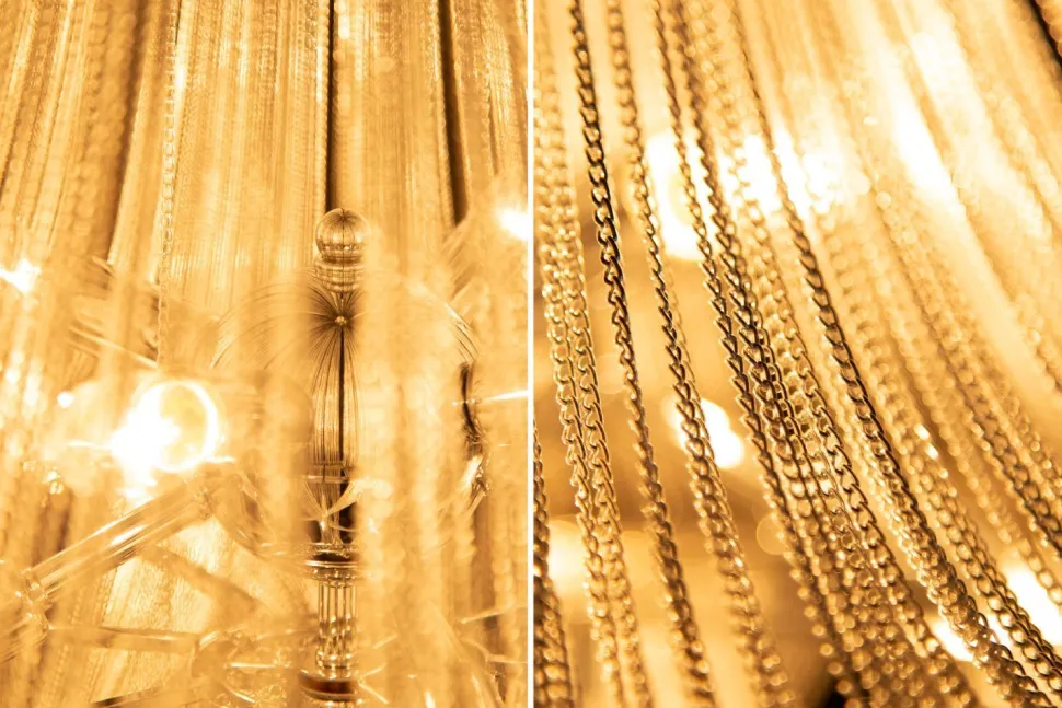 Design Kronleuchter Wohnzimmer Metall Ketten in Silber