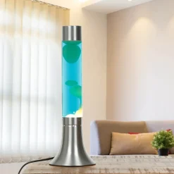 Design Lavalampe Blau Wachs Weiß 38cm hoch YVONNE