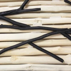 Design Tischlampe Treibholz Stoffschirm 80 cm lang