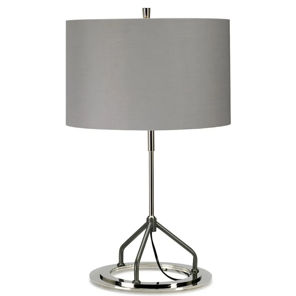 Design Tischleuchte Stoff Schirm 66,5cm hoch Grau